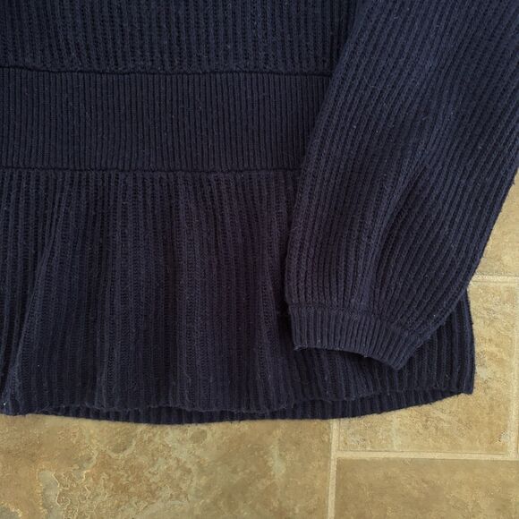 Club Monaco Sweater Womens Size Medium Wool Blend Alpaca Wool Blue Bubble Sleeve - Picture 3 of 9